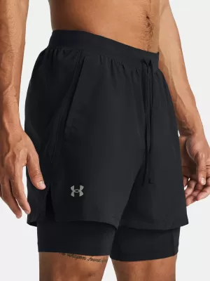 Pantaloni scurți pentru bărbați UNDER ARMOUR UA LAUNCH 5'' 2-IN-1 SHORTS 1382640-001 NEGRU