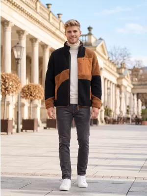 Hanorac pentru bărbați din fleece ALTISPORT GANAN NEGRU/MARO