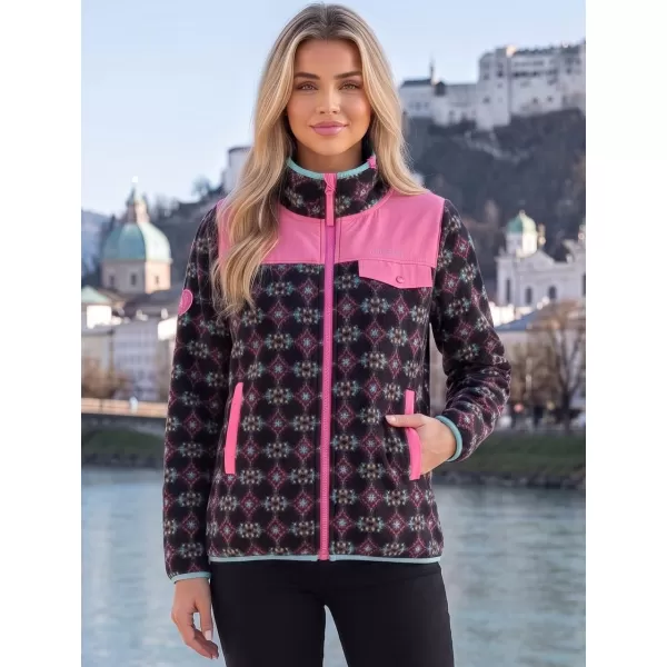  Hanorac de damă din fleece ALTISPORT GENESIS NEGRU/BEJ DESCHIS 