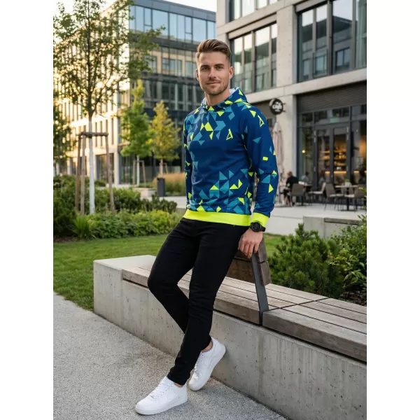  Hanorac funcțional premium pentru bărbați ALTISPORT VOJ/ALM108MI01 BLEUMARIN-GALBEN NEON 