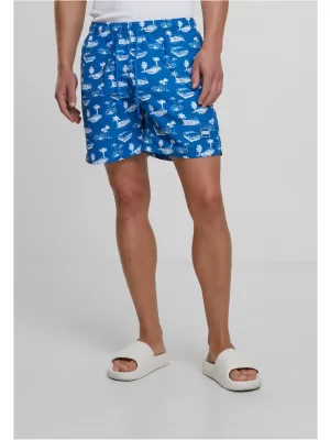 Pantaloni scurți de baie URBAN CLASSICS TB2679 ALBASTRU STRĂLUCITOR/ALB