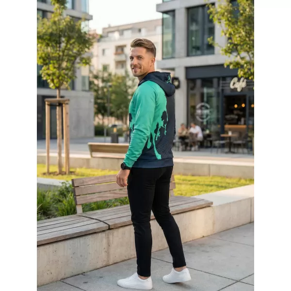  Premium cu hanorac funcțional pentru bărbați ALTISPORT VOJ/ALM112MI01 BLACK-TYRKYS 