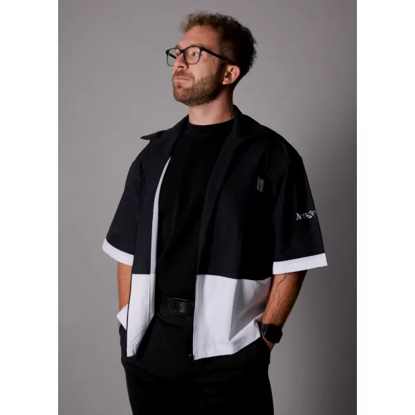  Cămașă premium pentru bărbați ALTISPORT VOJ/ALM051KOS01 ALB-NEGRU 