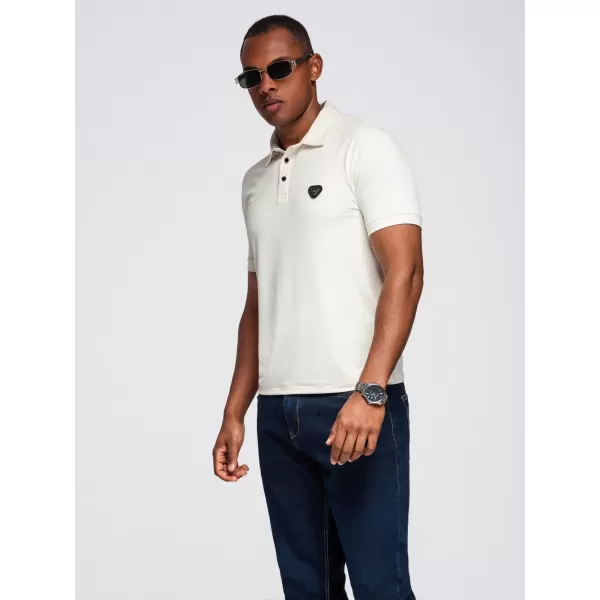 Mens t -thirt cu guler OMBRE OM-POSS-0150 CREMĂ 