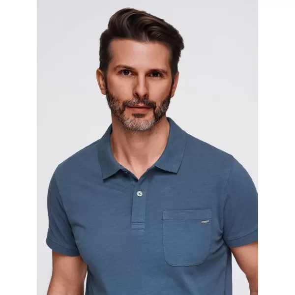  Mens t -thirt cu guler OMBRE OM-POWS-0142 ALBASTRU ÎNCHIS 