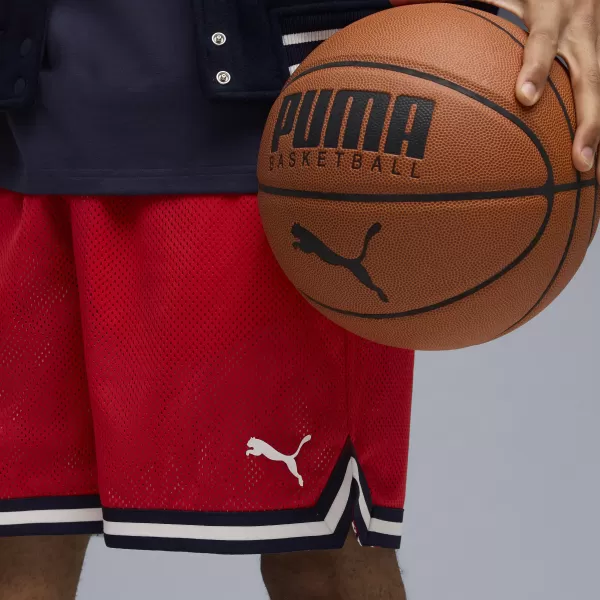  Pantaloni scurţi PUMA HOOPERHOTLINE AOP 7" SHORTS 63283701 PENTRU TOATE TIMPURILE ROȘII/AOP 