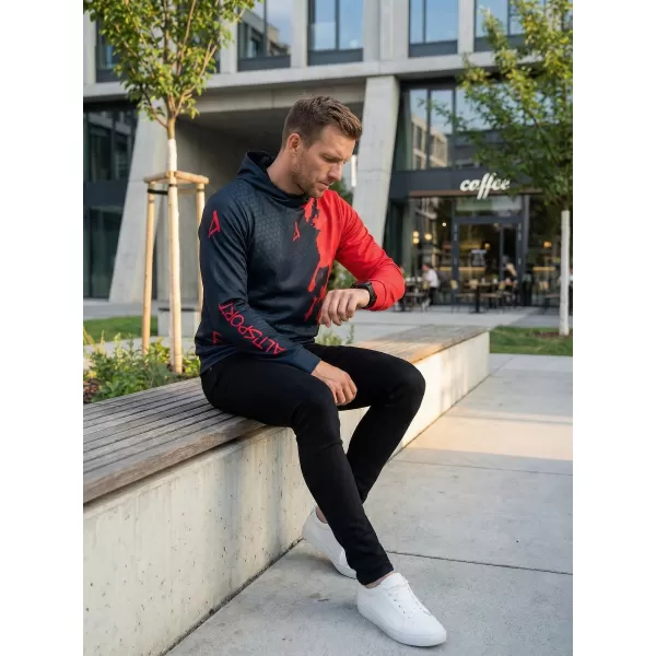  Premium cu hanorac funcțional pentru bărbați ALTISPORT VOJ/ALM112MI01 BLACK-ROȘU 