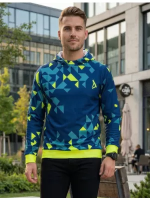Hanorac funcțional premium pentru bărbați ALTISPORT VOJ/ALM108MI01 BLEUMARIN-GALBEN NEON