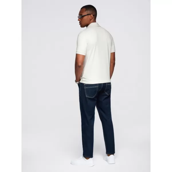  Mens t -thirt cu guler OMBRE OM-POSS-0150 CREMĂ 