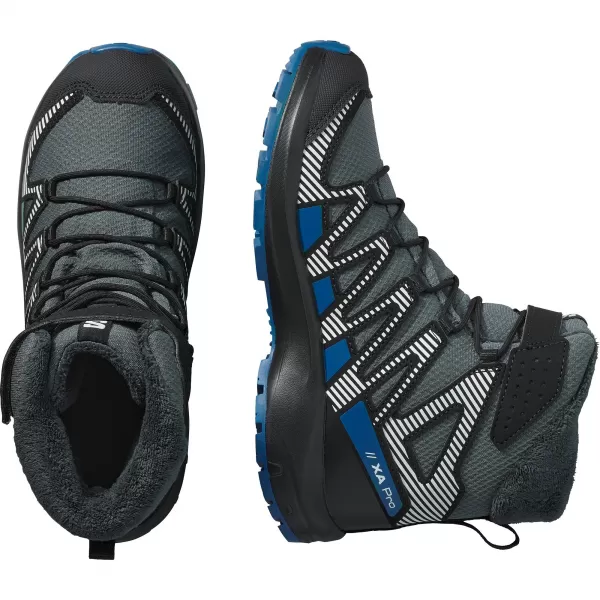  Pantofi pentru copii SALOMON XA PRO V8 WINTER WATERPROOF J TURBULENȚĂ/NEGRU/ALBASTRU ÎNCHIS 