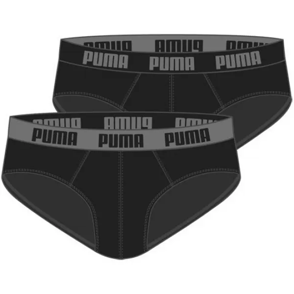  Briefuri pentru bărbați PUMA BASIC BRIEF 2P 88910006 NEGRU/NEGRU 