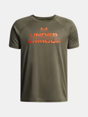 Tricou băieți UNDER ARMOUR UA TECH SPLIT WORDMARK SS 1383010-390 KAKI