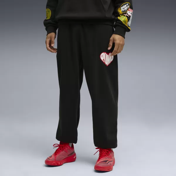  Pantaloni de trening pentru bărbați PUMA HOOPERHOTLINE SWEATPANT 63283402 PUMA NEGRU 