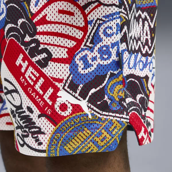  Pantaloni scurţi PUMA HOOPERHOTLINE AOP 7" SHORTS 63283701 PENTRU TOATE TIMPURILE ROȘII/AOP 