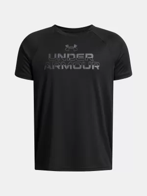 Tricou băieți UNDER ARMOUR UA TECH SPLIT WORDMARK SS 1383010-003 NEGRU
