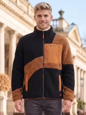 Hanorac pentru bărbați din fleece ALTISPORT GANAN NEGRU/MARO