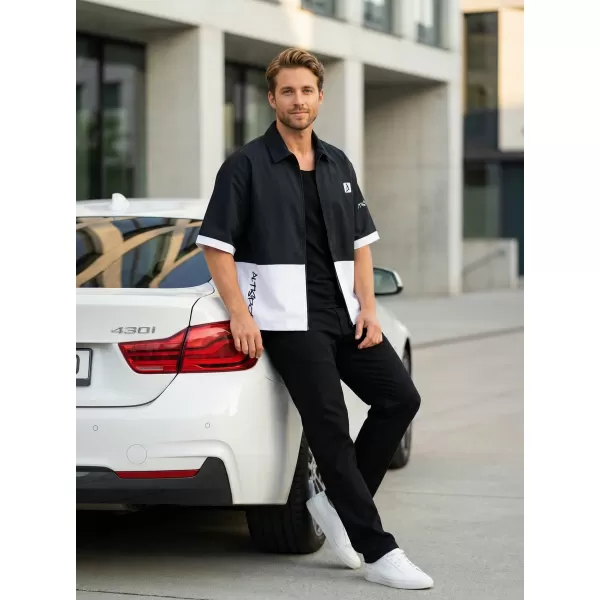  Cămașă premium pentru bărbați ALTISPORT VOJ/ALM051KOS01 ALB-NEGRU 