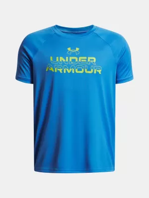 Tricou băieți UNDER ARMOUR UA TECH SPLIT WORDMARK SS 1383010-402 ALBASTRU