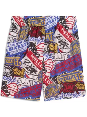 Pantaloni scurţi PUMA HOOPERHOTLINE AOP 7" SHORTS 63283701 PENTRU TOATE TIMPURILE ROȘII/AOP
