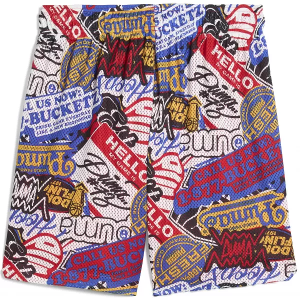  Pantaloni scurţi PUMA HOOPERHOTLINE AOP 7" SHORTS 63283701 PENTRU TOATE TIMPURILE ROȘII/AOP 