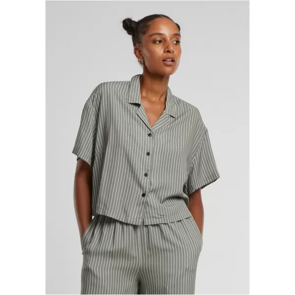  Cămașă de damă URBAN CLASSICS TB4365 MĂSLINIU PAL/ALB 