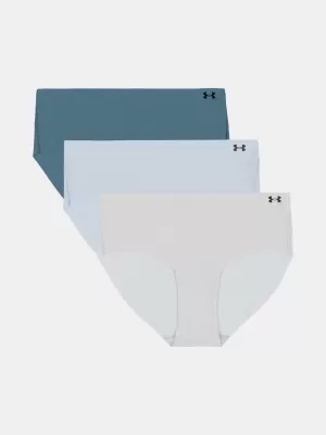 Chiloți de damă UNDER ARMOUR UA PURE STRETCH NS HIP - 3PK 1383895-453 CALM ALBASTRU