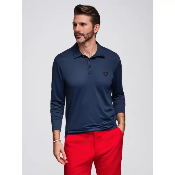  Tricou pentru bărbați cu guler OMBRE OM-POLS-0139 ALBASTRU MARIN 