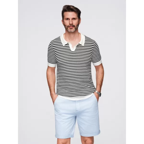  Tricou pentru bărbați OMBRE OM-POSS-0161 ALB -NEGRU 