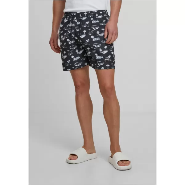  Pantaloni scurți de baie URBAN CLASSICS TB2679 NEGRU/ALB 