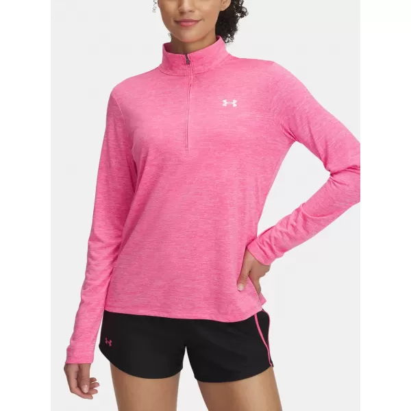  Tricou de damă UNDER ARMOUR TECH 1/2 ZIP- TWIST 1384225-672 ROZ 