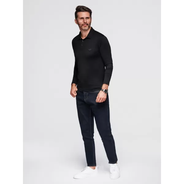  Tricou pentru bărbați cu guler OMBRE OM-POLS-0139 NEGRU 