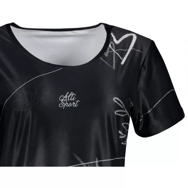  Tricou premium extins pentru femei ALTISPORT VOJ/ALW083SAT02 ALB-NEGRU 