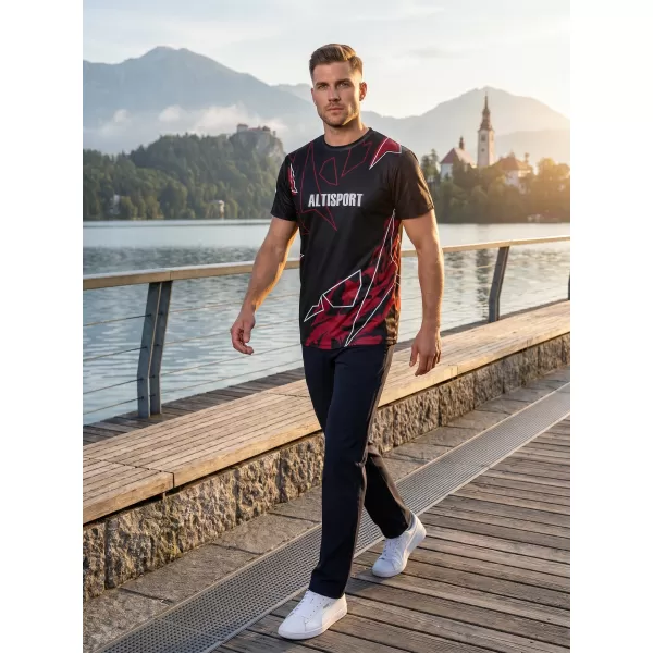  Cămașă de agrement pentru bărbați premium ALTISPORT VOJ/ALM123TR06 NEGRU-ROSU 