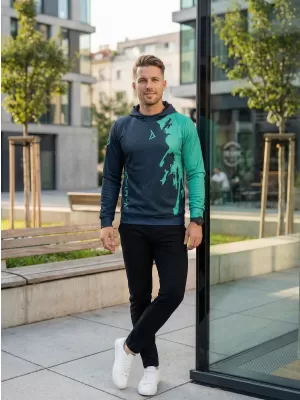 Premium cu hanorac funcțional pentru bărbați ALTISPORT VOJ/ALM112MI01 BLACK-TYRKYS