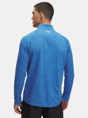 Tricou pentru bărbați UNDER ARMOUR UA TECH TEXTURED 1/2 ZIP 1382797-402 ALBASTRU