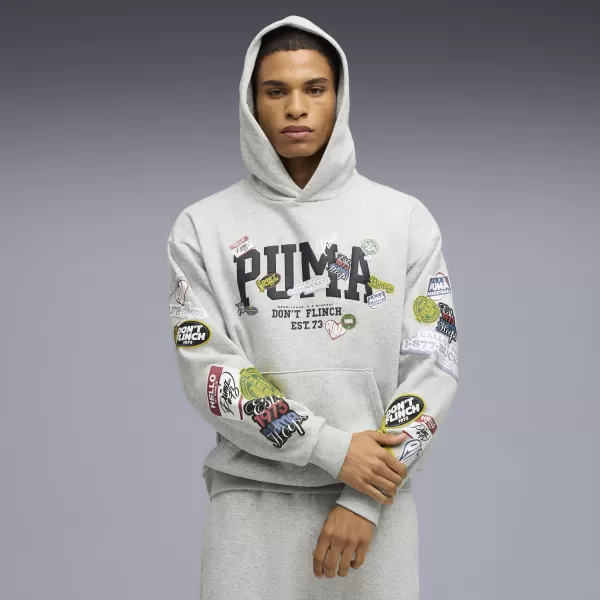  Hanorac pentru bărbați PUMA HOOPERHOTLINE PULLOVER HOODIE 63282703 ERICA GRI DESCHIS 