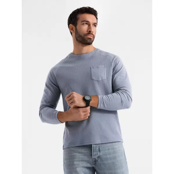 Tricou pentru bărbați OMBRE OM-LSCL-0109 DENIM ALBASTRU 