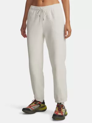 Pantaloni de trening pentru femei UNDER ARMOUR ICON TERRY VARSITY JOGGER 6004858-110 ALB