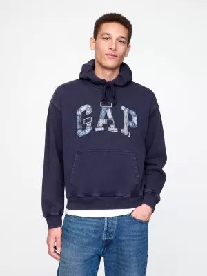 Hanorac pentru bărbați GAP PATCHWORK LOGO PULLOVER HOODIE 745196-00 UNIFORMA MARINEI
