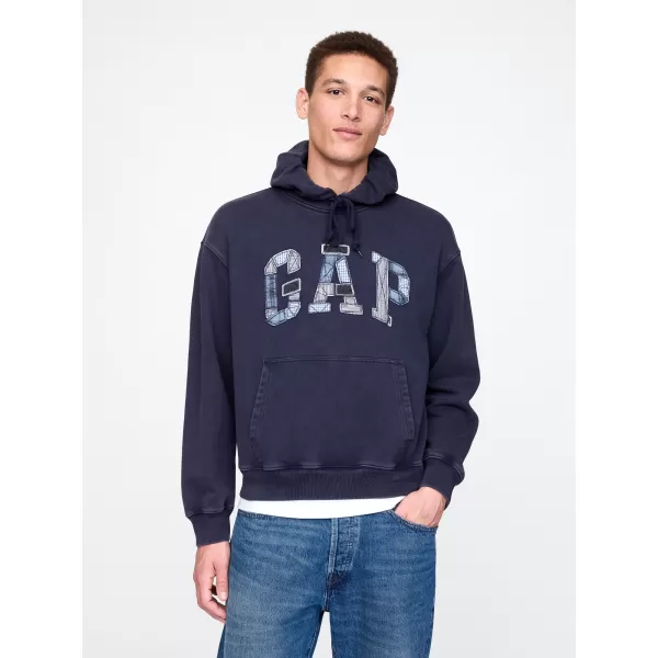  Hanorac pentru bărbați GAP PATCHWORK LOGO PULLOVER HOODIE 745196-00 UNIFORMA MARINEI 