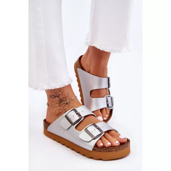  Papuci dama BIG STAR LL274476 SILVER Pantofi Big Star 
