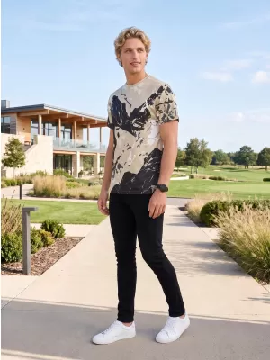 Tricou premium pentru bărbați ALTISPORT VOJ/ALM131TR01 BEJ/NEGRU