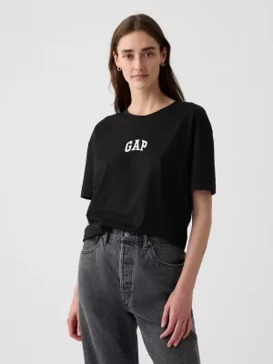 Tricou pentru femei GAP LOGO EASY BOYFRIEND TEE 407990-01 NEGRU