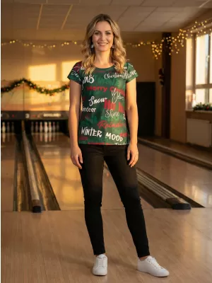 Tricou de Crăciun premium pentru femei ALTISPORT VOJ/ALWVN9TR06 VERDE