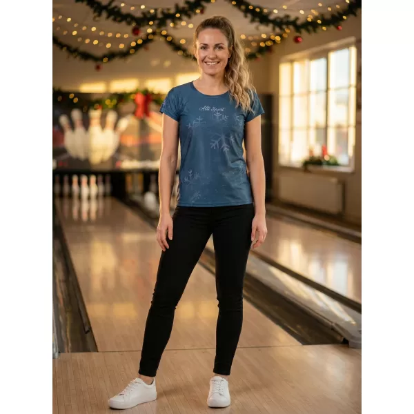  Tricou de Crăciun premium pentru femei ALTISPORT VOJ/ALWVN7TR06 ALBASTRU 