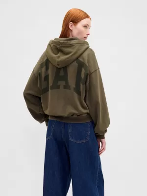 Hanorac de dama GAP LOGO PULLOVER HOODIE 841725-13 SPĂLARE CU MUŞCHI NEGRU