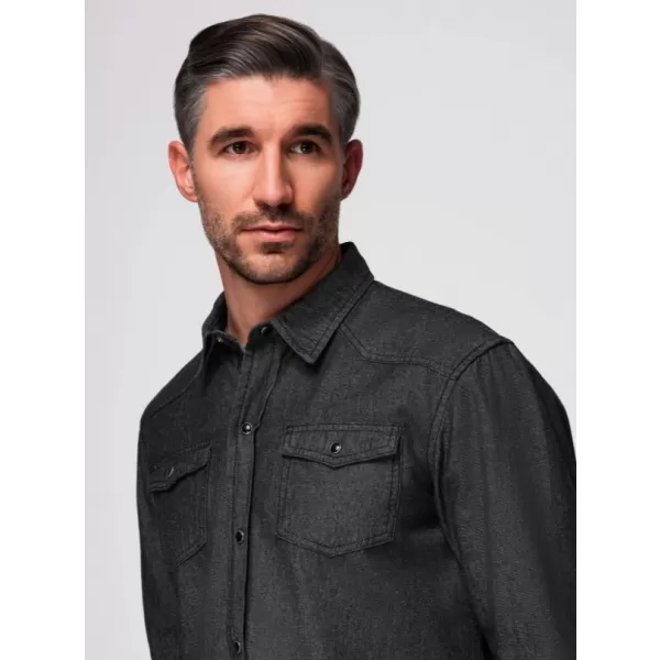  Cămașă pentru bărbați OMBRE OM-SHDS-0210 NEGRU 