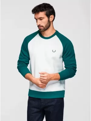 Hanorac pentru bărbați OMBRE OM-SSNZ-0239 CREM ȘI VERDE ÎNCHIS