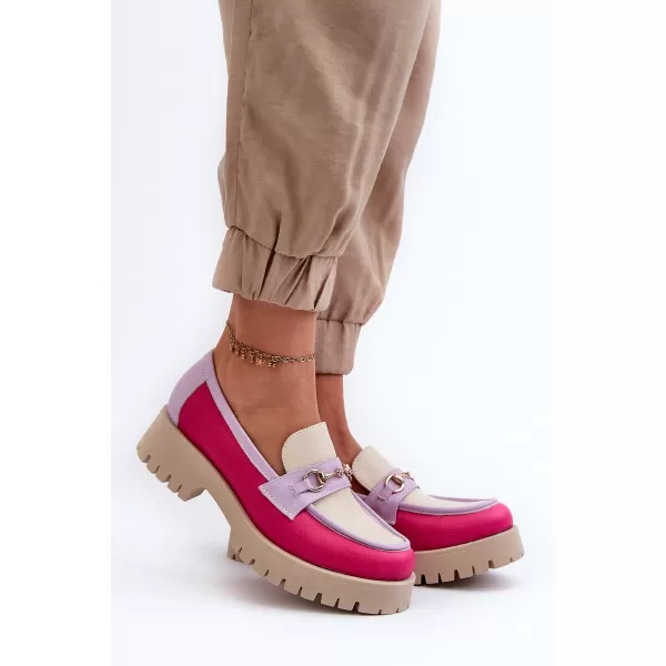  Mocasini de dama ZAZOO 3475 BEJ/FUSCHIA/LILIAC 