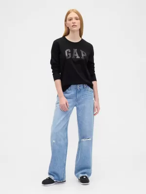 Tricou pentru femei GAP CREW LONGSLEEVE TEE 846968-02 NEGRU